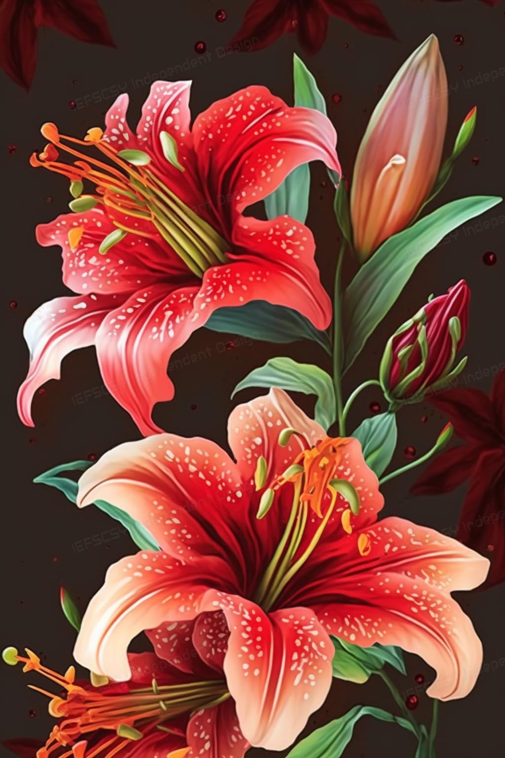 lily⭐︎ Amazon.com: ZKOPAVS Red Lilies Frameless Cartoon Oil Painting